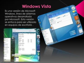 Es una versión de Microsoft
Windows, línea de sistemas
operativos desarrollada
por Microsoft. Esta versión
se enfoca para ser utilizada
en equipos de escritorio .
 