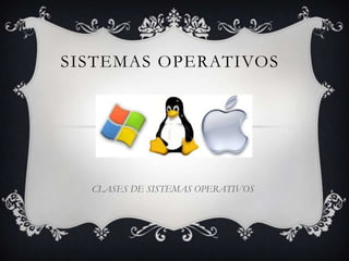 SISTEMAS OPERATIVOS
CLASES DE SISTEMAS OPERATIVOS