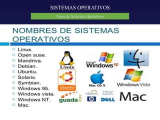 SISTEMAS OPERATIVOS
Tipos de Sistemas Operativos
 