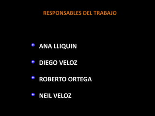 ANA LLIQUIN
DIEGO VELOZ
ROBERTO ORTEGA
NEIL VELOZ
 