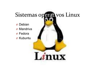Sistemas operativos Linux Debian Mandriva Fedora Kubuntu 