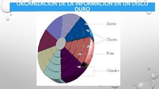 ORGANIZACIÓN DE LA INFORMACIÓN EN UN DISCO
DURO
 