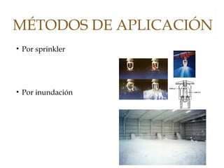 MÉTODOS DE APLICACIÓN
• Por sprinkler
• Por inundación
 