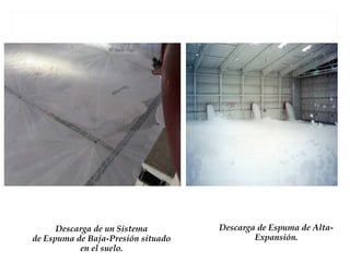 Descarga de un Sistema
de Espuma de Baja-Presión situado
en el suelo.
Descarga de Espuma de Alta-
Expansión.
 