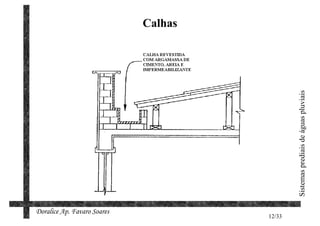 Calhas




                                              Sistemas prediais de águas pluviais
Doralice Ap. Favaro Soares
                                      12/33
 