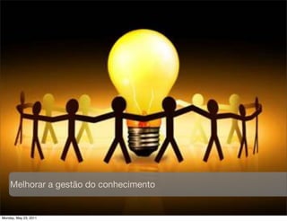 Melhorar a gestão do conhecimento


Monday, May 23, 2011
 