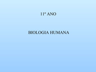 11º ANO
BIOLOGIA HUMANA
 
