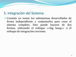 3. Modelado del Sistema:Durante la actividad de requerimientos y diseño del sistema, éstos pueden ser modelados como un conjunto de componentes y de relaciones entre estos componentes. Esto se puede ilustrar gráficamente en un modelo arquitectónico del sistema, el cual proporciona al lector una visión general de la organización del sistema.20