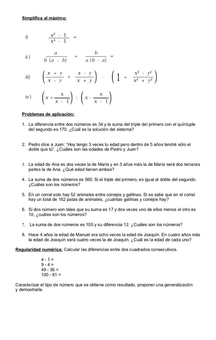 El Doble De La Diferencia De Dos Números Sistemas y algebra 3ro electivo