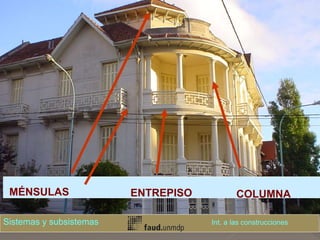COLUMNAMÉNSULAS ENTREPISO
Sistemas y subsistemas Int. a las construcciones
 