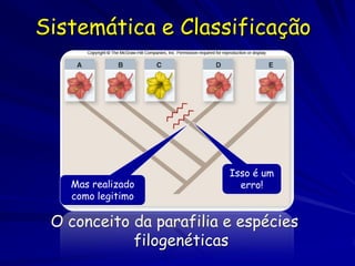 Sistemática e Classificação




                         Isso é um
   Mas realizado           erro!
   como legitimo

 O conceito da parafilia e espécies
            filogenéticas
 