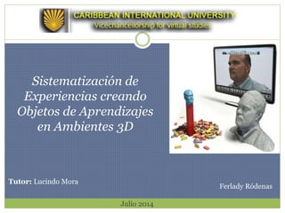 Sistematización de
Experiencias creando
Objetos de Aprendizajes
en Ambientes 3D
Tutor: Lucindo Mora
Ferlady Ródenas
Julio 2014
 