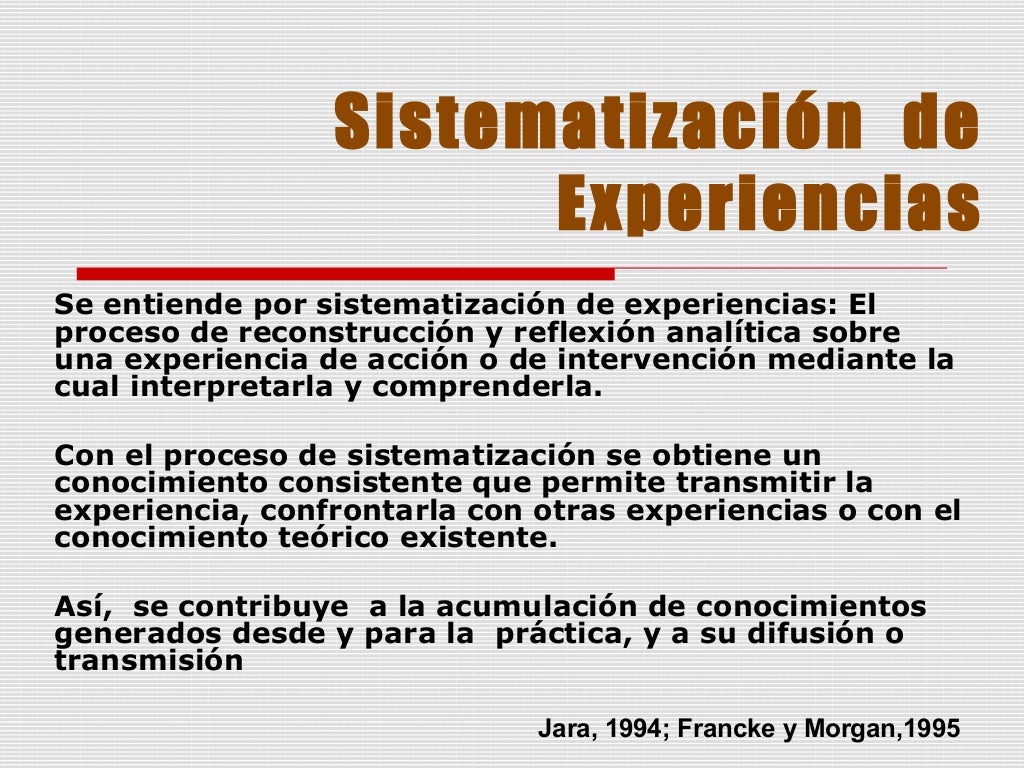 Sistematizacion de experiencias