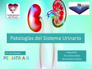 Patologías del Sistema Urinario
Integrantes:
Dos Santos Paola
Montevideo Carolina
PEDIATRÍA II
Dr. Luis Vásquez
 