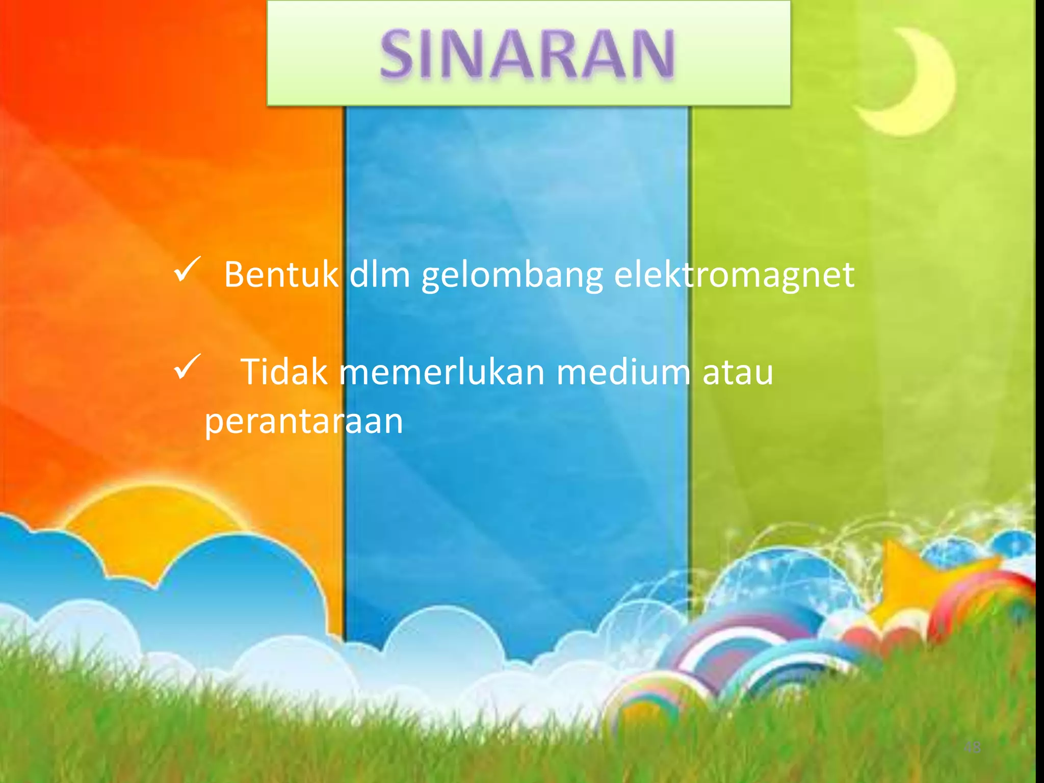 Menggerakkansemuasistem lain di bumi43TENAGA KIMIA (PROSES FOTOSYNTESIS) Menggunakantenagamatahariuntukmembuatsendirimelalu proses fotosintesisdgnbantuandan gas karbon