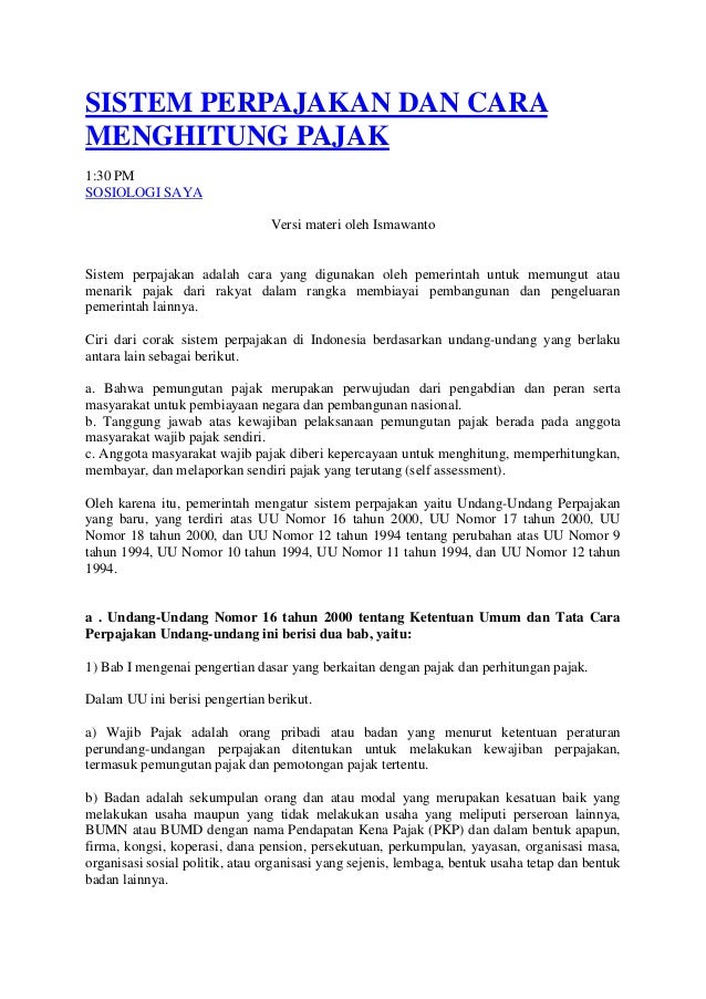 Sistem Dan Cara Hitung Pajak