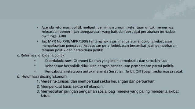 Sistem Dan Struktur Politik Ekonomi Indonesia Masa Reformasi