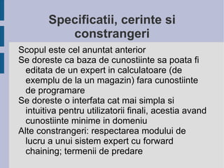 Specificare Sisteme expert mps2 | ODP