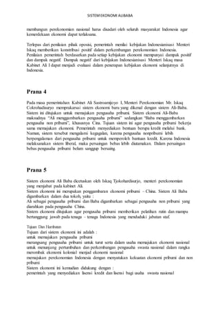 Sistem Ekonomi Ali Baba Sistem Ekonomi Ali Baba