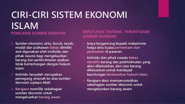 Ciri Ciri Sistem Ekonomi Islam