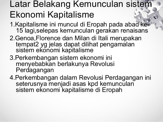 Sistem ekonomi kapitalisme di england dan amerika syarikat