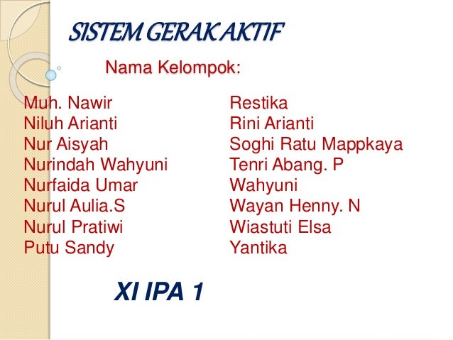 Sistem Gerak Aktif Sistem Gerak Aktif