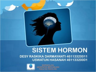 DESY RASKIKA DARMAYANTI 46113320011
USWATUN HASANAH 46113320001
SISTEM HORMON
 