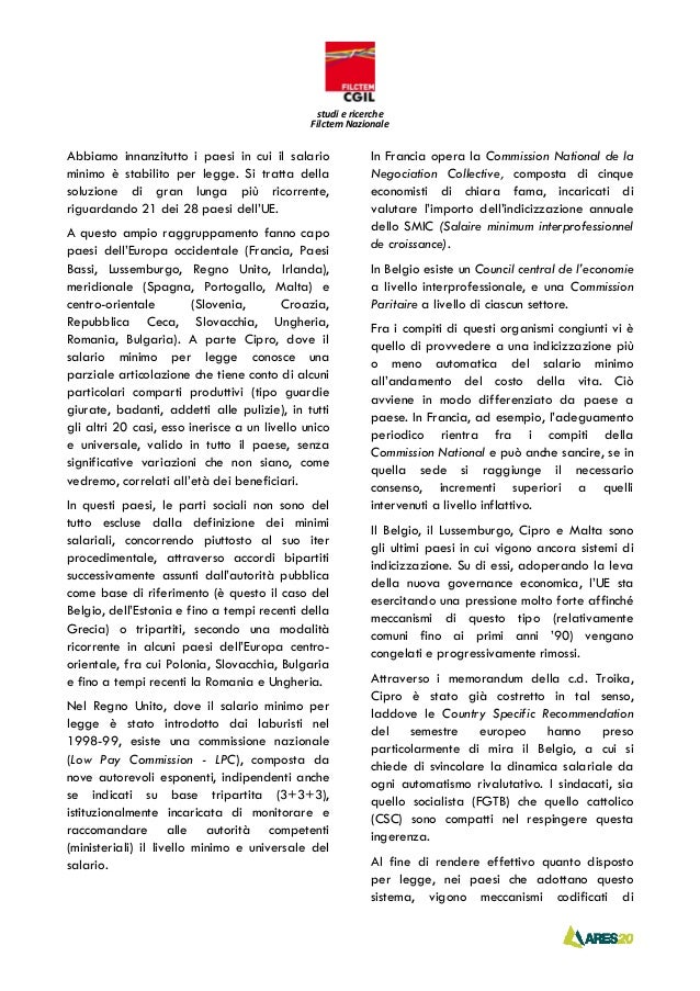 I Sistemi Della Contrattazione Collettiva Negli Stati