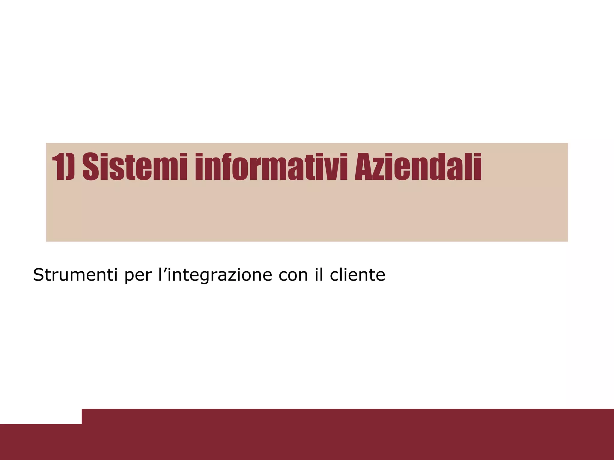 1) Sistemi informativi AziendaliStrumenti per l’integrazione con il cliente