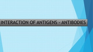 INTERACTION OF ANTIGENS - ANTIBODIES
 