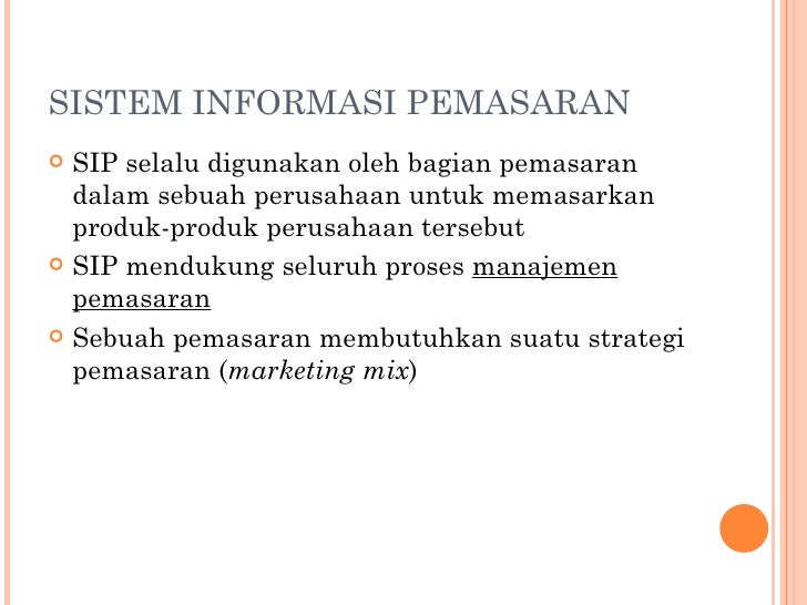 Sistem Informasi Pemasaran