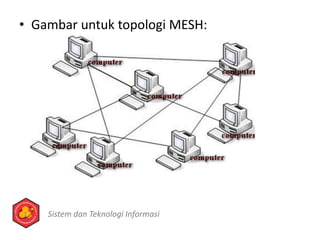 • Gambar untuk topologi MESH:
Sistem dan Teknologi Informasi
 