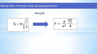 Menjadi
Rumus Rule of thumb untuk panjang pendulum
 