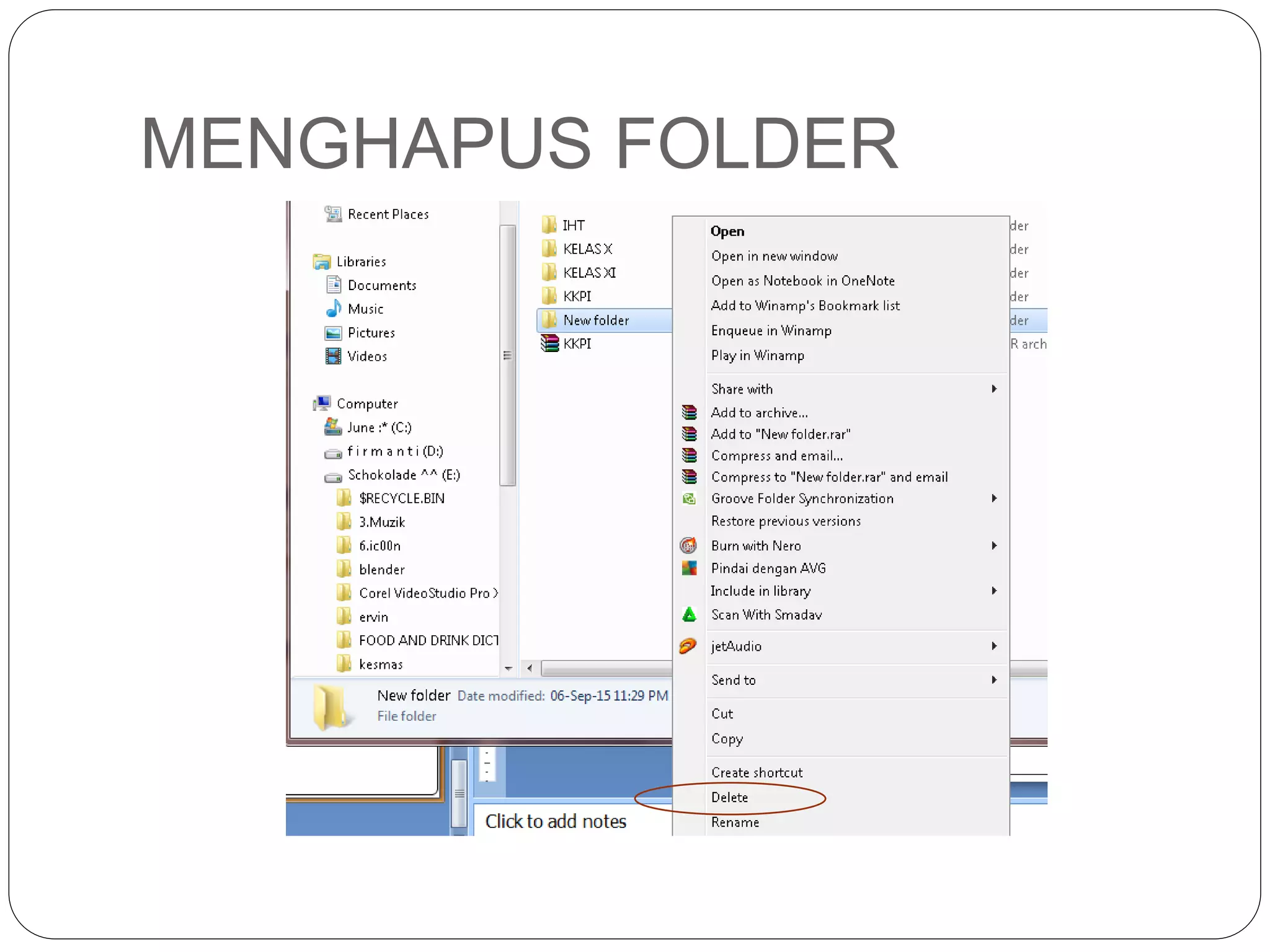 MENGHAPUS FOLDER
 