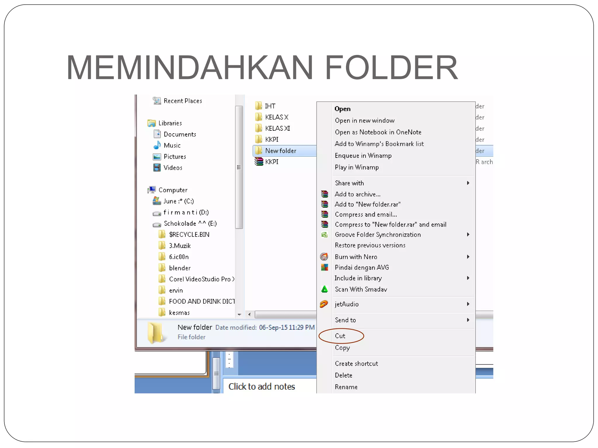 MEMINDAHKAN FOLDER
 