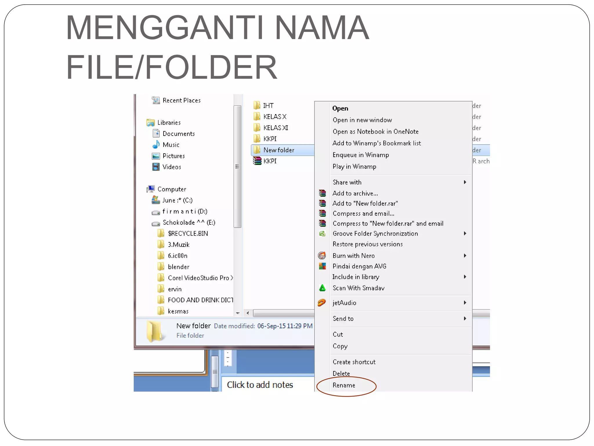 MENGGANTI NAMA
FILE/FOLDER
 