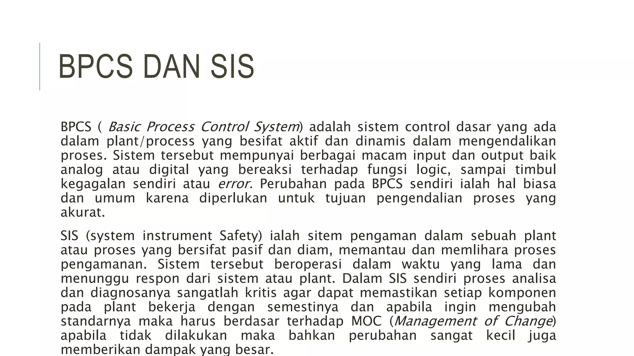 Sistem pengendalian, bpcs(basic process control system), | PPTX