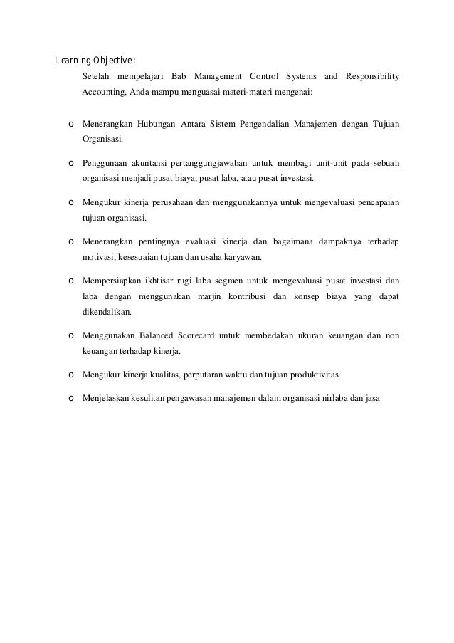 Contoh Soal Dan Jawaban Sistem Pengendalian Manajemen