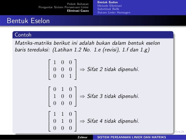 Revisi Terbaru Contoh Soal Matriks Bentuk Eselon Baris Revisi Terbaru Contoh Soal Matriks Bentuk Eselon Baris