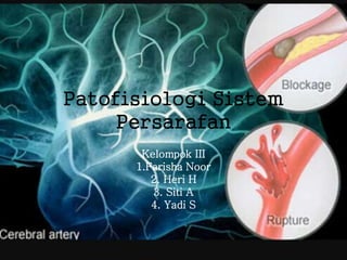 Patofisiologi Sistem
Persarafan
Kelompok III
1.Farisha Noor
2. Heri H
3. Siti A
4. Yadi S
 