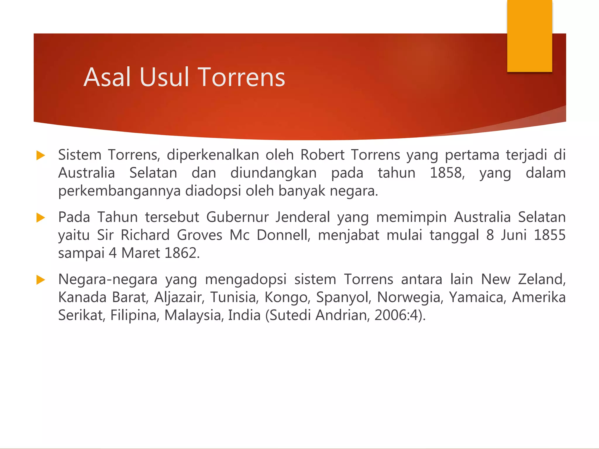 Richard R Torrens Sistem torrens | PPTX