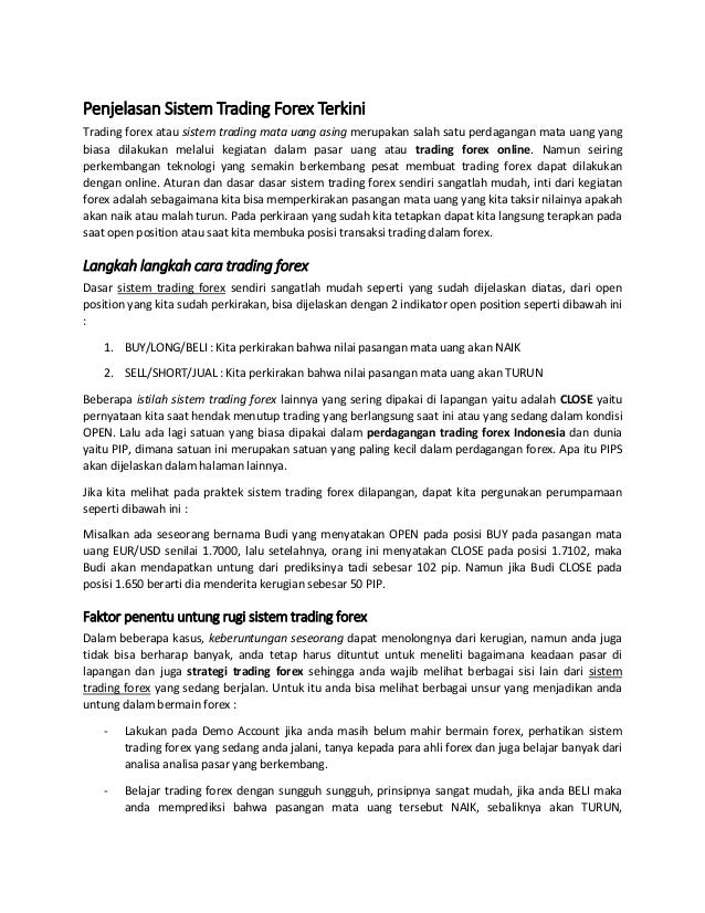 Sistem Trading Forex Langkah Awal M!   emulai Trading - 