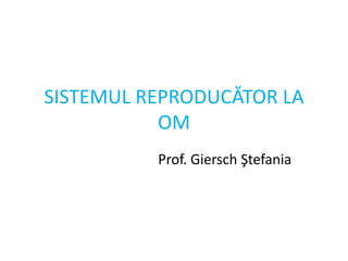 SISTEMUL REPRODUCĂTOR LA
OM
Prof. Giersch Ştefania
 