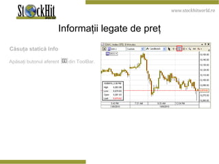 Informaţii legate de preţ Căsuţa statică Info Apăsaţi butonul aferent  din ToolBar. 