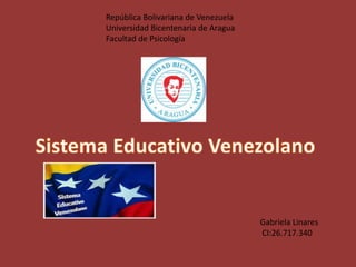 República Bolivariana de Venezuela
Universidad Bicentenaria de Aragua
Facultad de Psicología
Gabriela Linares
CI:26.717.340
 