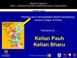 Sejarah Tingkatan 2 Bab 2 – Kekayaan Hasil Bumi Mendorong Campur Tangan British Perang Larut Puan Asmah Othman SMK. Telok Datok depan belakang tamat Perang Larut menyebabkan British berpeluang  campur tangan di Perak Terutama di….. Kelian Pauh Kelian Bharu Klik tetikus untuk melihat perkembangan Indek 