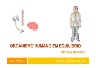 ORGANISMO HUMANO EM EQUILÍBRIO
SISTEMA NERVOSO
Cnat 9ºAno

Prof.ª Gabriela Salgado

 