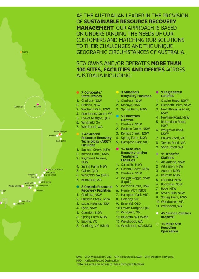 sita australia company information sheet and resource recovery mana