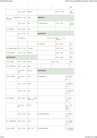 Sitarambhartiya doctors opd_schedule | PDF