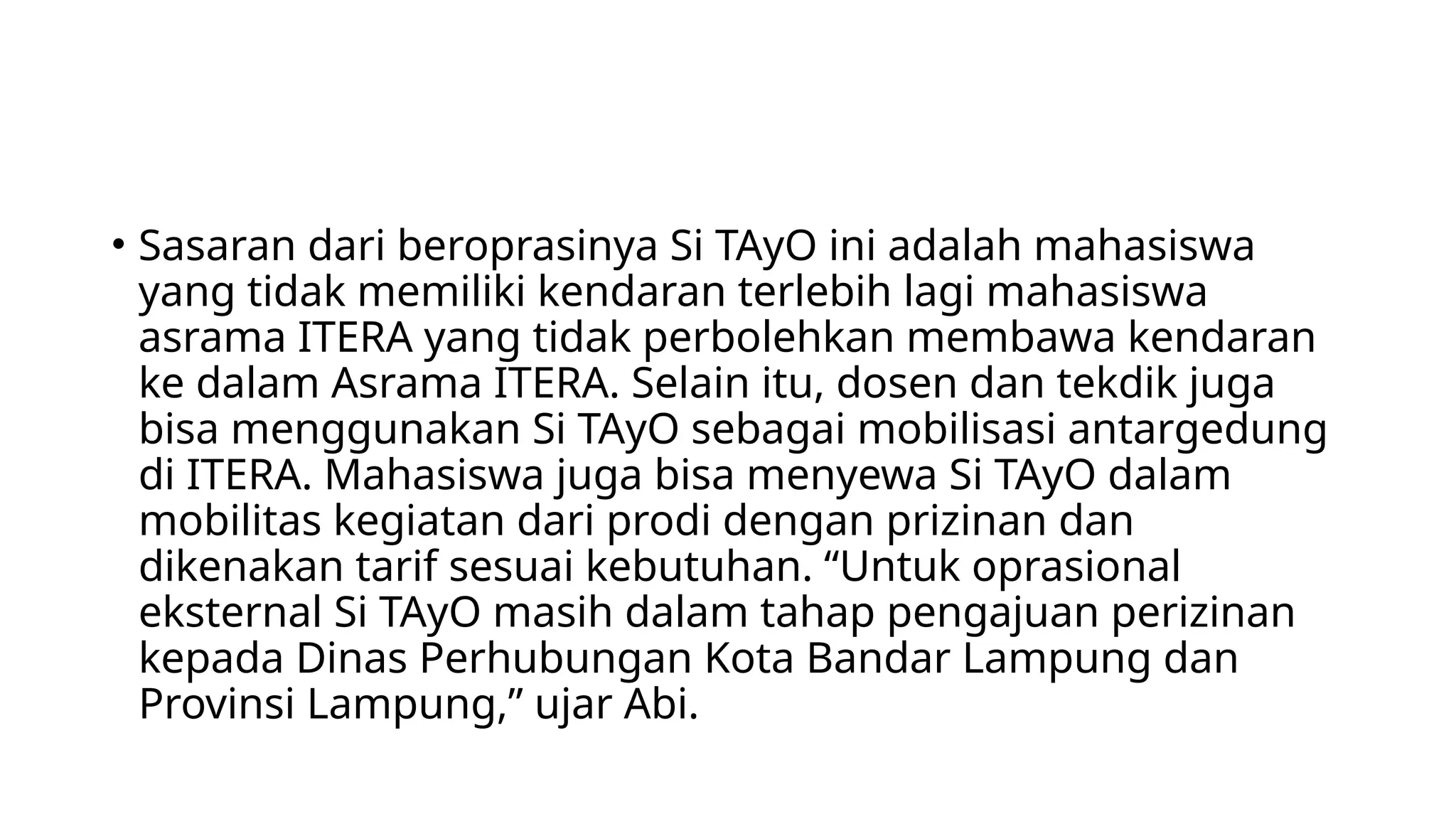 Si Tayo Bus Itera yang mungil dan tepat waktu.pptx